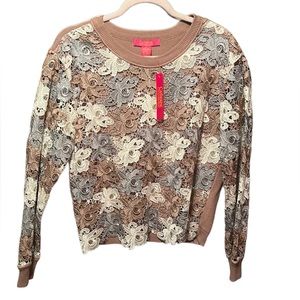 Beautiful fall palette lace top sweater back